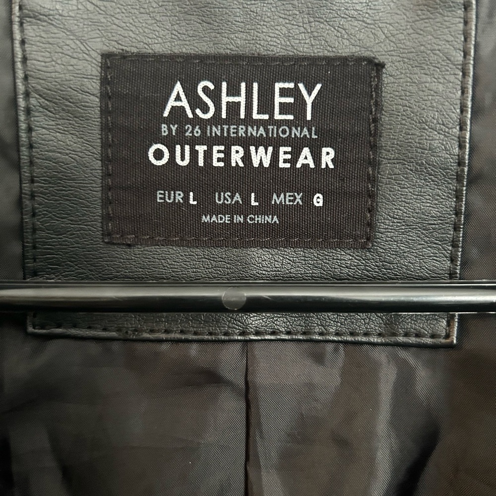 Black leather jacket from Ashley's outerwear is a size US large